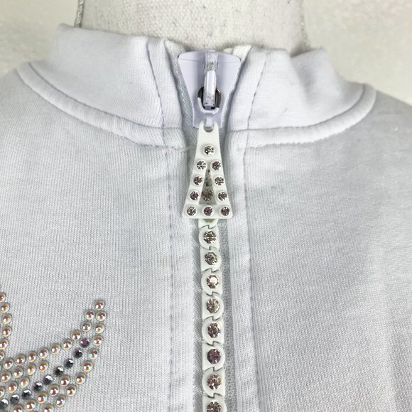 Tia Sweater Women Medium White Zip Up Sparkly Embellished Starfish Vintage - Picture 7 of 13